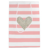 Silver Glitter Heart Medium Cadeauzakje (Voorkant)