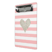 Silver Glitter Heart Mini Klembord (Angled2)