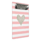 Silver Glitter Heart Mini Klembord (Schuin)