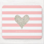 Silver Glitter Heart Muismat (Voorkant)