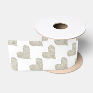 Silver Glitter Heart Satijnen Lint