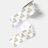 Silver Glitter Heart Satijnen Lint (Achterkant)