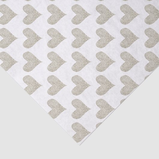 Silver Glitter Heart Tissuepapier (Detail)
