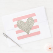 Silver Glitter Heart Vierkante Sticker (Envelop)