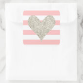 Silver Glitter Heart Vierkante Sticker (Tas)