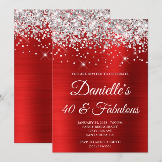 Silver Glitter Helderrood Folie 40 en Fabulous Kaart (Voorkant / Achterkant)