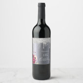 Silver glitter , het 80ste verjaardagsfeest , drui wijn etiket (Voorkant)