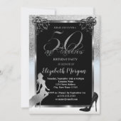 Silver Glitter High Heels 50th Birthday Party Kaart (Voorkant)