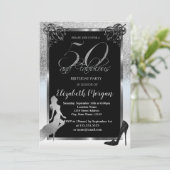 Silver Glitter High Heels 50th Birthday Party Kaart (Staand voorkant)