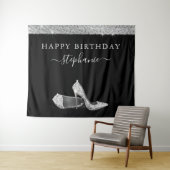 Silver Glitter High-Heels Birthday Backdrop Wandkleed (In Situ (horizontaal))