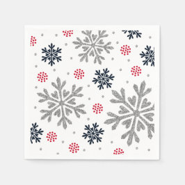 Silver Glitter Holiday Snowflake Servet