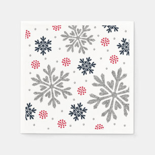 Silver Glitter Holiday Snowflake Servet