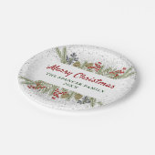 Silver Glitter Holly Berries kerstfeest Papieren Bordje (Gekanteld)