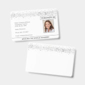 Silver Glitter Homeschool Docent ID Badge (Voor- en achterkant)