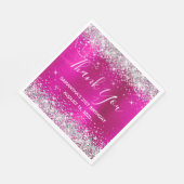 Silver Glitter Hot Pink 21e verjaardag Dank u Servet (Hoek)