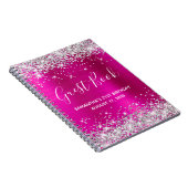 Silver Glitter Hot Pink 21st Birthday Guestbook Notitieboek (Rechterzijde)