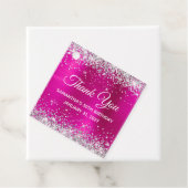 Silver Glitter Hot Pink 50th Birthday Dank u Bedankjes Labels (In situ)