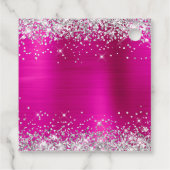 Silver Glitter Hot Pink 50th Birthday Dank u Bedankjes Labels (Achterkant)