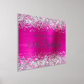 Silver Glitter Hot Pink 50th Birthday Welkom Folie Afdrukken (Laagn)