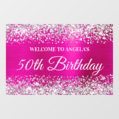 Silver Glitter Hot Pink 50th Birthday Welkom Raamsticker (Vel)