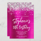 Silver Glitter Hot Pink Foil Bold 18th Birthday Kaart (Voorkant / Achterkant)