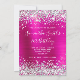 Silver Glitter Hot Pink Folie 21e verjaardag Kaart