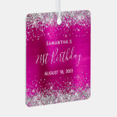 Silver Glitter Hot Pink Folie 21e verjaardag Metalen Ornament (Voorkant Rechts)