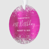 Silver Glitter Hot Pink Folie 21e verjaardag Ornament (voorkant)