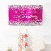 Silver Glitter Hot Pink Folie 21st Birthday Welkom Spandoek (Insitu)