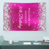 Silver Glitter Hot Pink Folie 30e Verjaardag V Spandoek (Beurs)