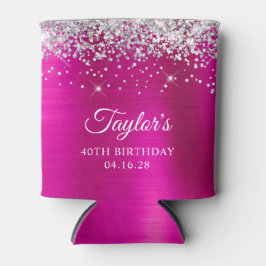 Silver Glitter Hot Pink Folie 40e verjaardag Blikjeskoeler