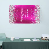 Silver Glitter Hot Pink Folie 40th Birthday V Spandoek (Beurs)
