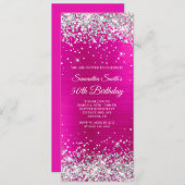 Silver Glitter Hot Pink Folie 50e verjaardag Kaart (Voorkant / Achterkant)