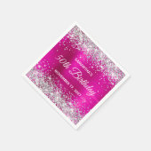 Silver Glitter Hot Pink Folie 50e verjaardag Servet (Hoek)
