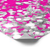 Silver Glitter Hot Pink Folie 50e verjaardag Welko Poster (Hoek)