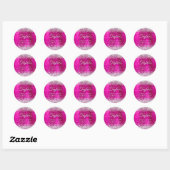 Silver Glitter Hot Pink Folie Afstuderen Ronde Sticker (Vel)