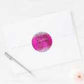 Silver Glitter Hot Pink Folie Afstuderen Ronde Sticker (Envelop)