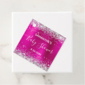 Silver Glitter Hot Pink Folie Baby Bedankjes Labels (In situ)