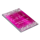 Silver Glitter Hot Pink Folie Baby shower Guestboo Notitieboek (Rechterzijde)