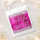 Silver Glitter Hot Pink Folie Baby shower Hartelij Bedankzakje (Geknipt)