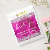 Silver Glitter Hot Pink Folie Baby shower Hartelij Bedankzakje (Gezegeld)