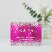 Silver Glitter Hot Pink Folie Baby shower Hartelij Briefkaart (Staand voorkant)
