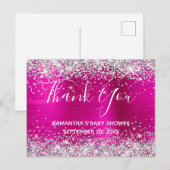 Silver Glitter Hot Pink Folie Baby shower Hartelij Briefkaart (Voorkant / Achterkant)