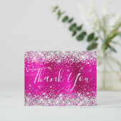 Silver Glitter Hot Pink Folie Baby shower Hartelij Briefkaart (Staand voorkant)