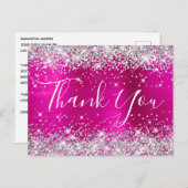 Silver Glitter Hot Pink Folie Baby shower Hartelij Briefkaart (Voorkant / Achterkant)