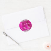 Silver Glitter Hot Pink Folie Baby shower Hartelij Ronde Sticker (Envelop)