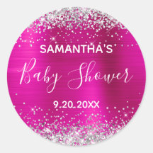 Silver Glitter Hot Pink Folie Baby shower