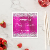 Silver Glitter Hot Pink Folie Baby shower Servet (Insitu)