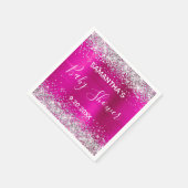 Silver Glitter Hot Pink Folie Baby shower Servet (Hoek)