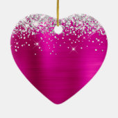 Silver Glitter Hot Pink Folie Bat Mitzvah Keramisch Ornament (Achterkant)